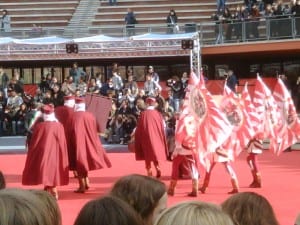 Gli sbandieratori di Volterra sul red carpet di Roma
