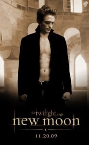 Locandina di New Moon con Edward a petto nudo