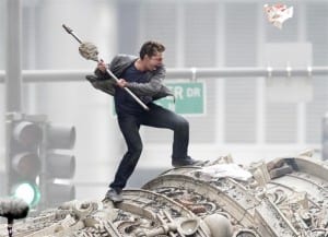 #5517544 Brutalized actors Shia LaBeouf and Patrick Dempsey battle it out on larger then life rubble in Chicago, IL on July 31, 2010 with the help of their stunt doubles for Transformers 3. Fame Pictures, Inc Santa Monica, CA, USA +1 (310) 395