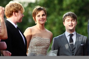 Rupert Grint con Emma Watson e Daniel Radcliffe