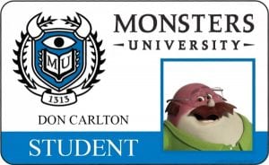 Monsters university id card don carlton