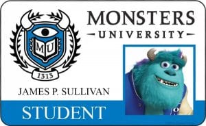 Monsters university id card james p sullivan