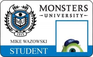 Monsters university id card mike wazowski