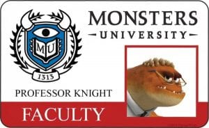 Monsters university id card professor knight