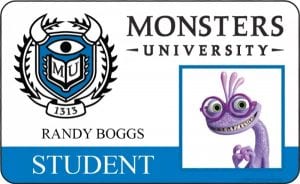 Monsters university id card randy boggs