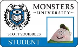Monsters university id card scott squibbles