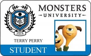 Monsters university id card terry perry