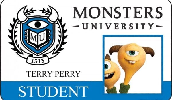 monsters university id card terry perry