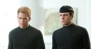 Chris Pine e Zachary Quinto in un'immagine di Into Darkness - Star Trek