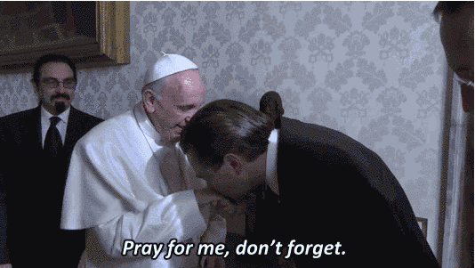 Leonardo DiCaprio e il Papa gif