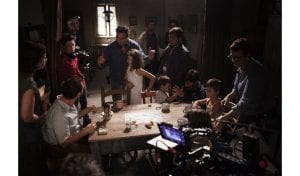MBF in the center, Saverio Costanzo & Elisa Del Genio (young Elena) with the crew photo by Eduardo Castaldo